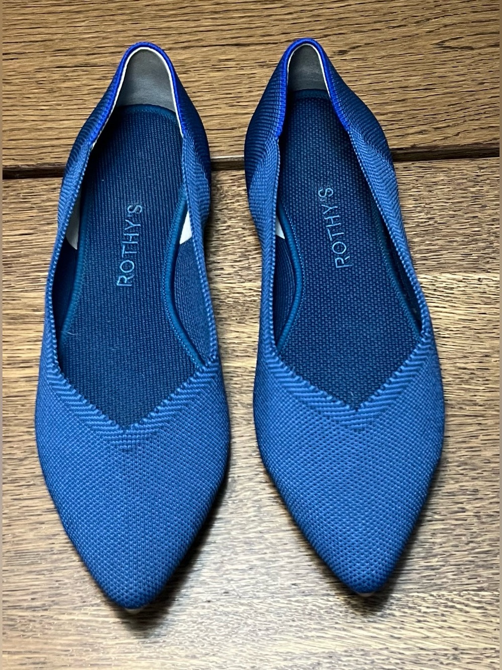 Rothy’s The Point Womens Size 8.5 Cobalt-like Blue Knit Pointed Toe Ballet Flats